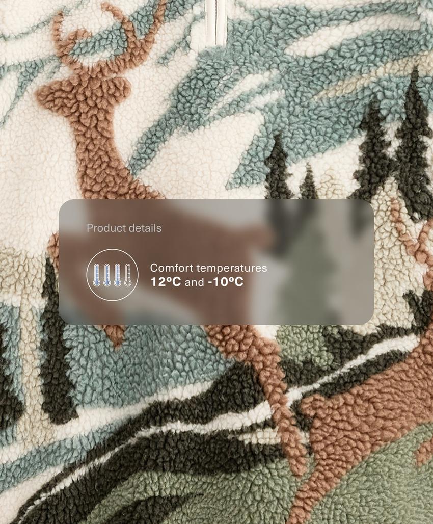 Толстовка из искусственного меха с принтом ландшафта оленьей, декор