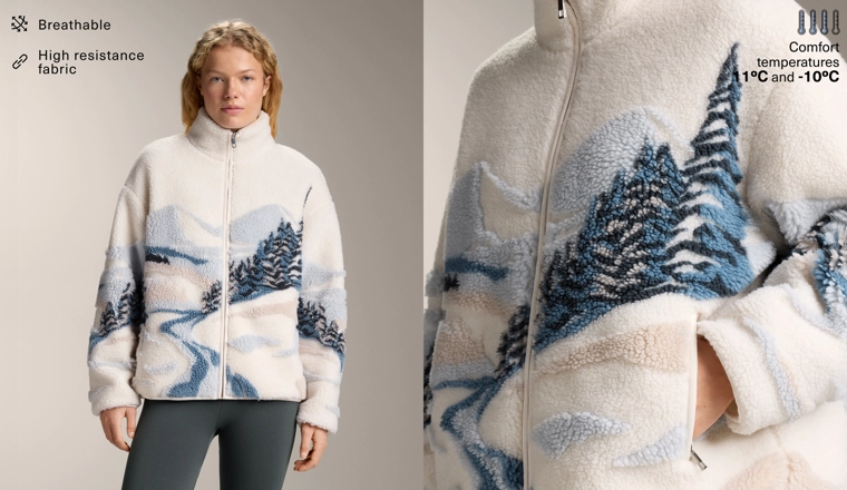 Куртка из искусственного меха с принтом гор на подкладке