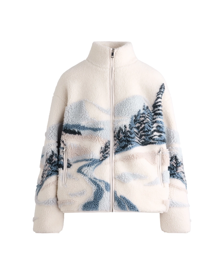 Куртка из искусственного меха с принтом гор на подкладке