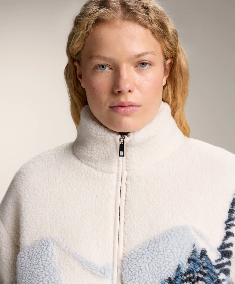 Куртка из искусственного меха с принтом гор на подкладке