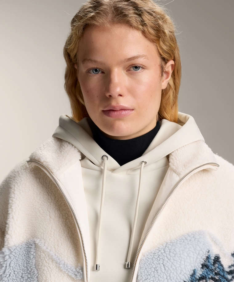 Куртка из искусственного меха с принтом гор на подкладке