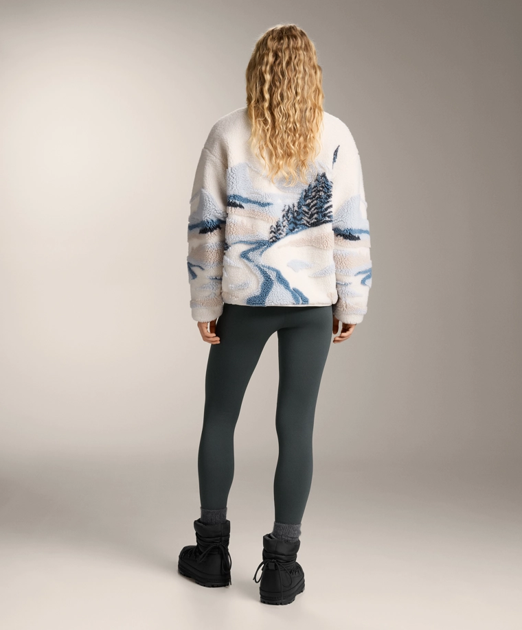 Куртка из искусственного меха с принтом гор на подкладке