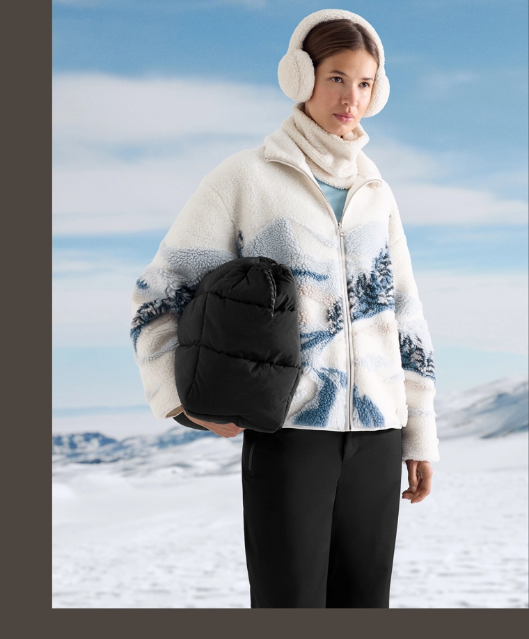 Куртка из искусственного меха с принтом гор на подкладке