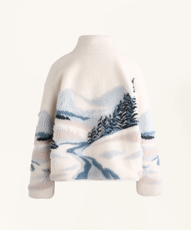 Куртка из искусственного меха с принтом гор на подкладке