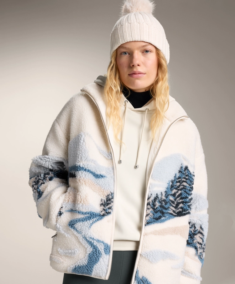 Куртка из искусственного меха с принтом гор на подкладке