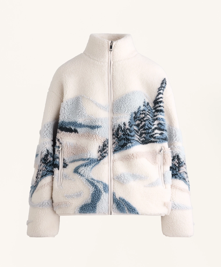 Куртка из искусственного меха с принтом гор на подкладке