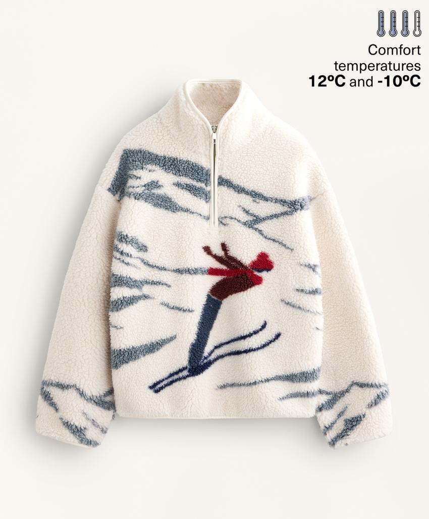 Куртка с застежкой на молнию и воротником-стойкой из искусственного меха для лыжников