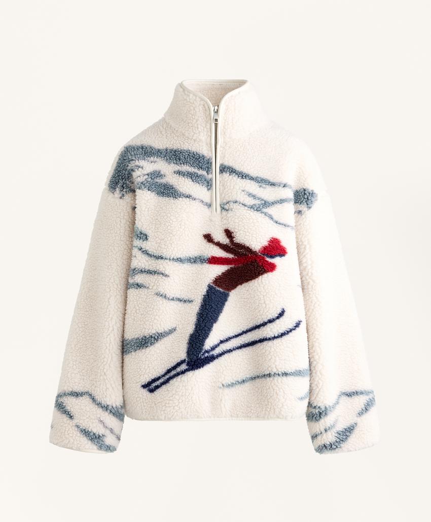 Куртка с застежкой на молнию и воротником-стойкой из искусственного меха для лыжников