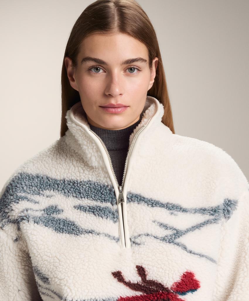 Куртка с застежкой на молнию и воротником-стойкой из искусственного меха для лыжников