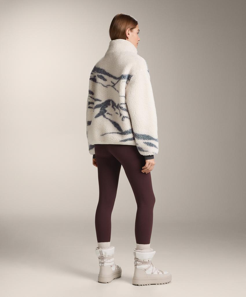 Куртка с застежкой на молнию и воротником-стойкой из искусственного меха для лыжников