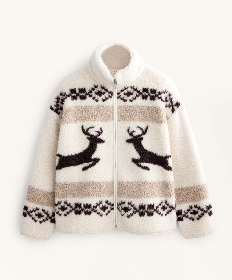 Куртка из искусственного меха оленя с высоким воротом