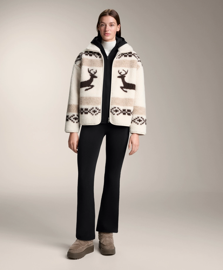 Куртка из искусственного меха оленя с высоким воротом