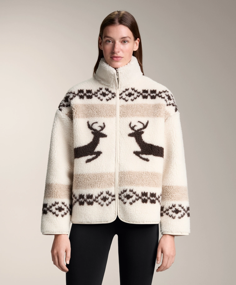 Куртка из искусственного меха оленя с высоким воротом