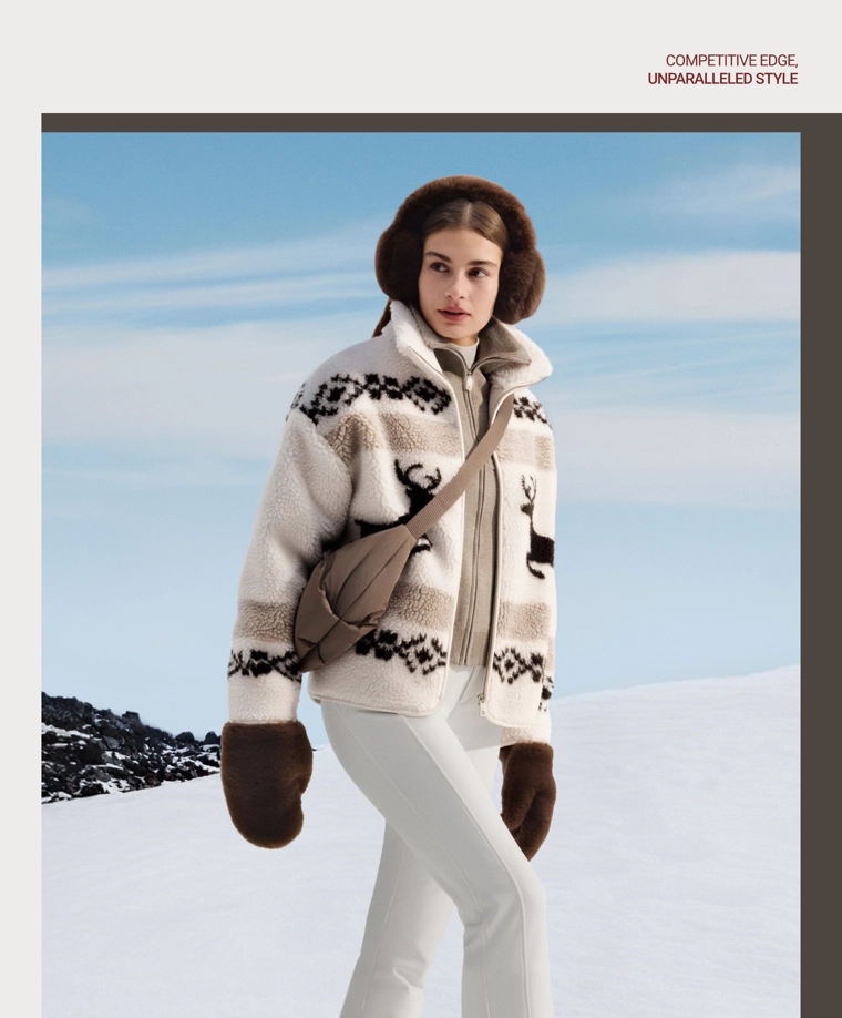 Куртка из искусственного меха оленя с высоким воротом