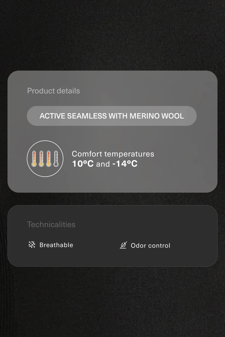 Термобелье из мериносовой шерсти, базовый слой, футболка, без швов