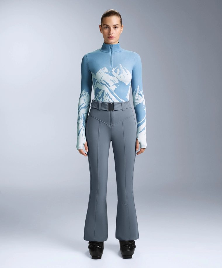 Термобелье из смесовых волокон с застежкой-молнией и принтом, базовый слой