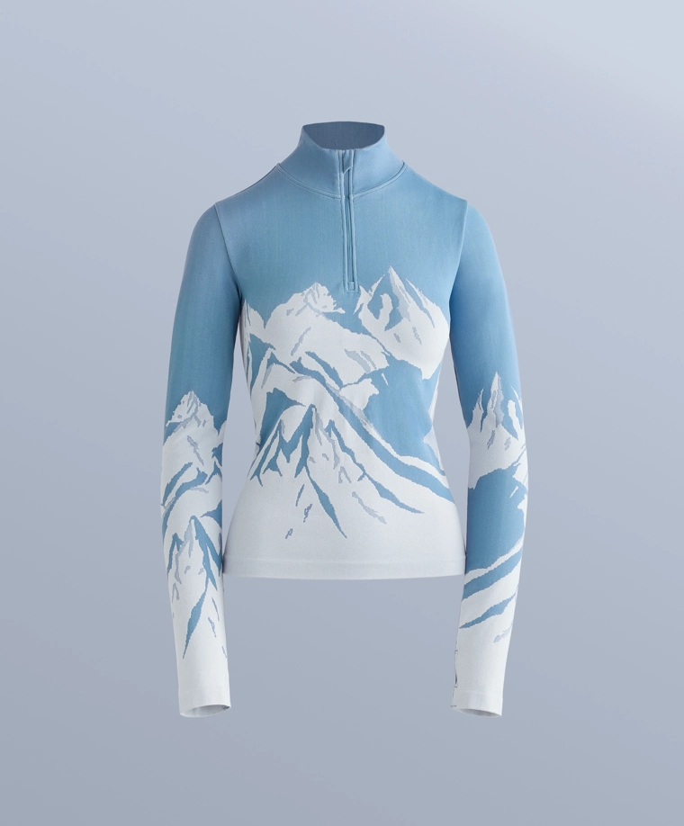 Термобелье из смесовых волокон с застежкой-молнией и принтом, базовый слой