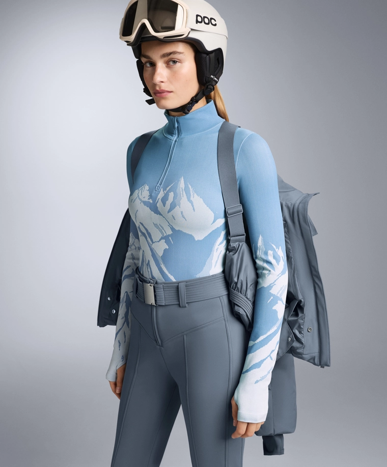 Термобелье из смесовых волокон с застежкой-молнией и принтом, базовый слой