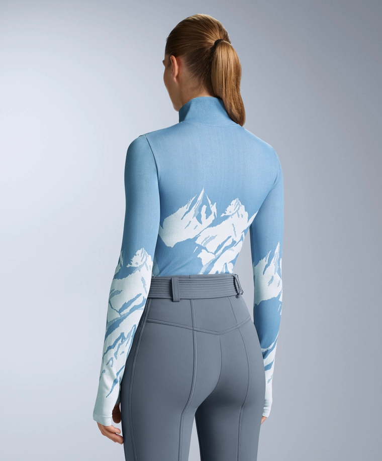 Термобелье из смесовых волокон с застежкой-молнией и принтом, базовый слой