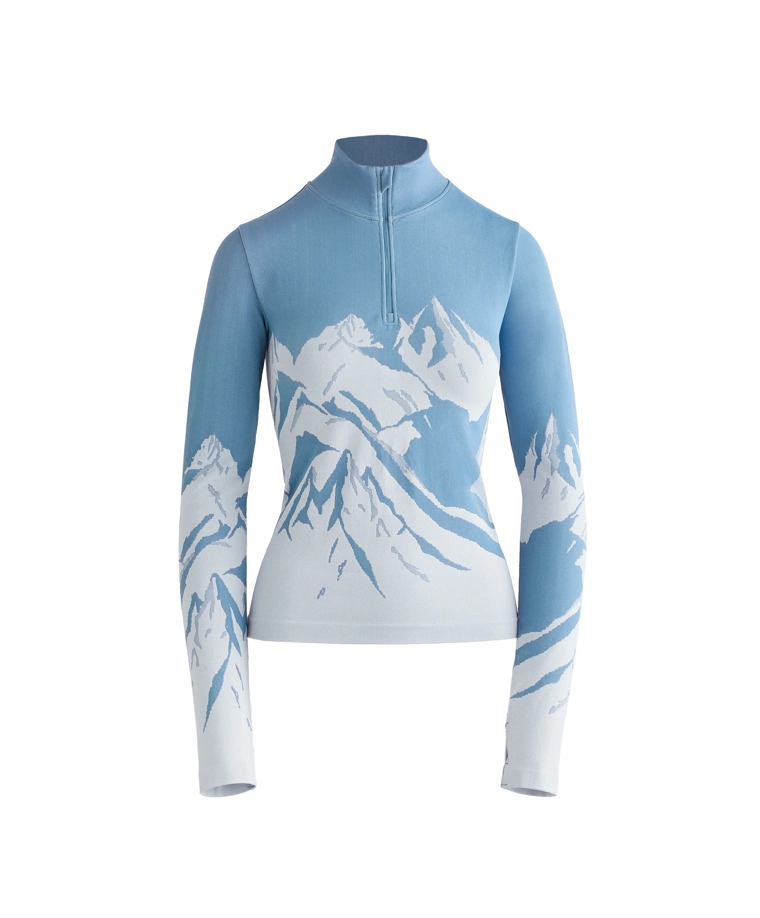 Термобелье из смесовых волокон с застежкой-молнией и принтом, базовый слой