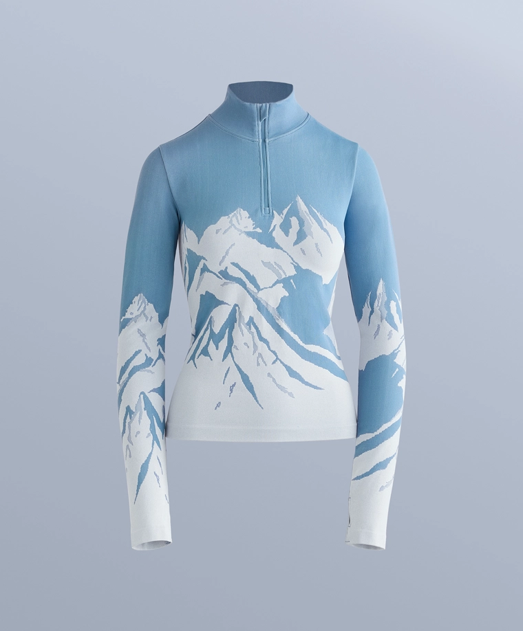 Термобелье из смесовых волокон с застежкой-молнией и принтом, базовый слой