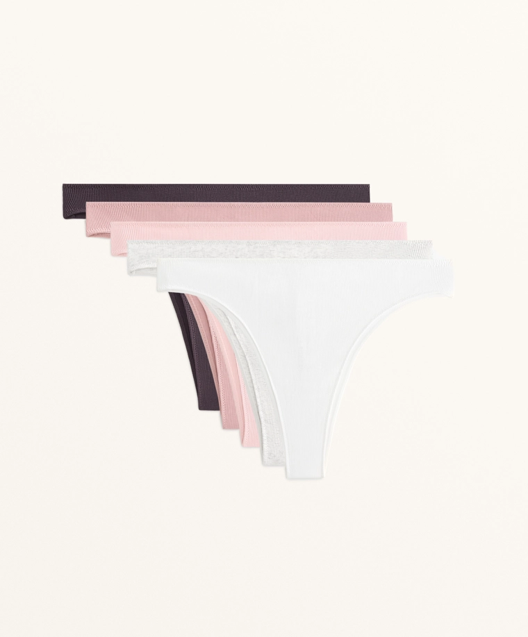 Трусики-слип из ребристого хлопкового микса, 5 шт.