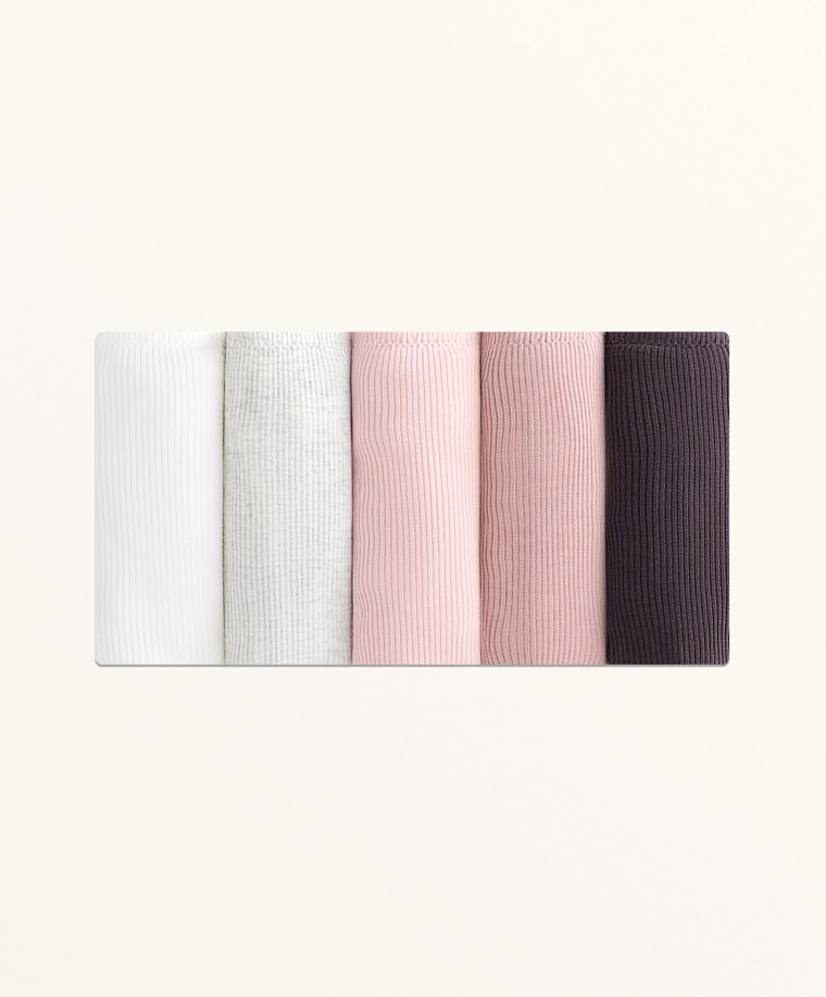 Трусики-слип из ребристого хлопкового микса, 5 шт.