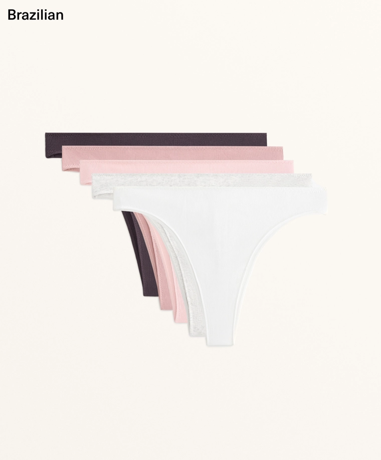 Трусики-слип из ребристого хлопкового микса, 5 шт.