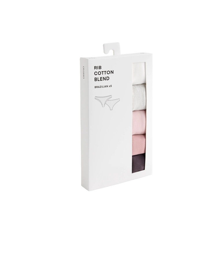 Трусики-слип из ребристого хлопкового микса, 5 шт.