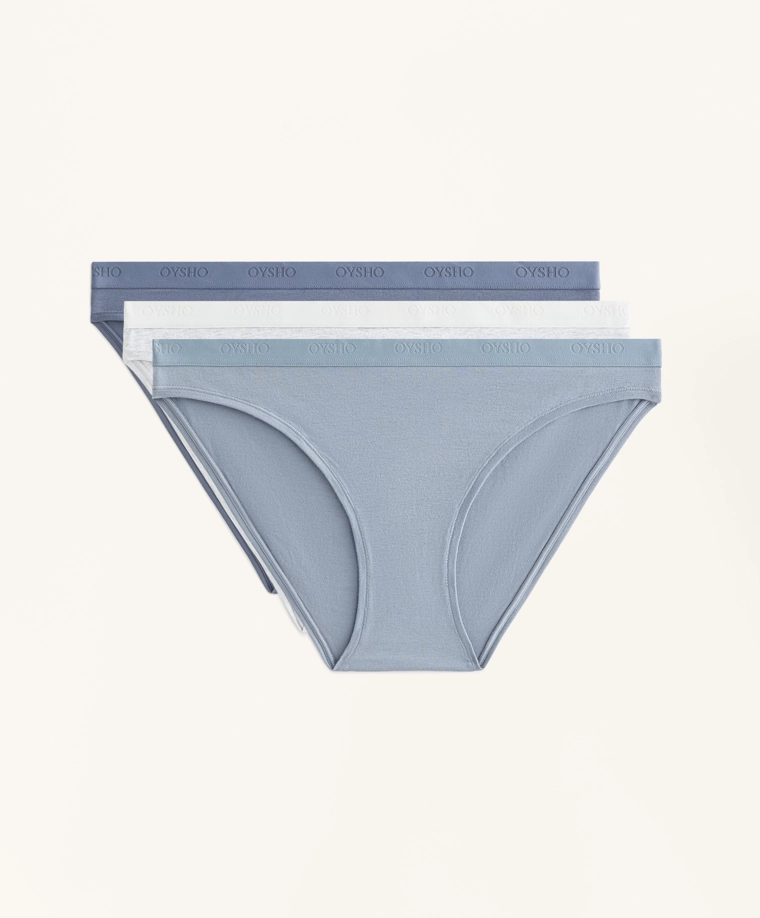 3 хлопковых трусиков-бикини классического кроя с логотипом