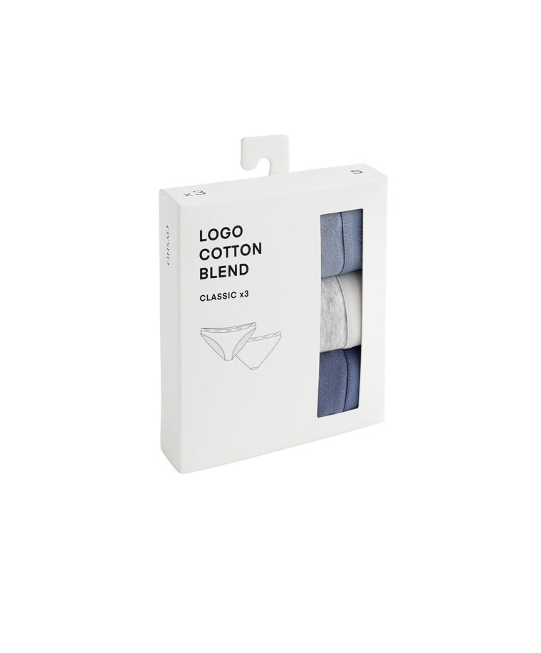3 хлопковых трусиков-бикини классического кроя с логотипом