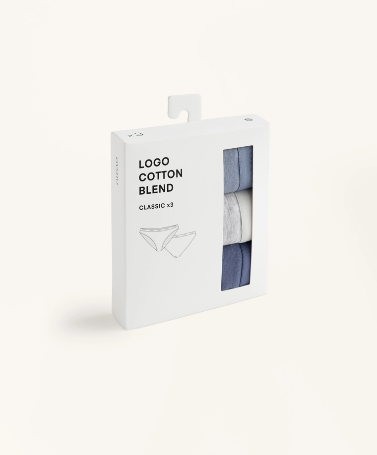 3 хлопковых трусиков-бикини классического кроя с логотипом