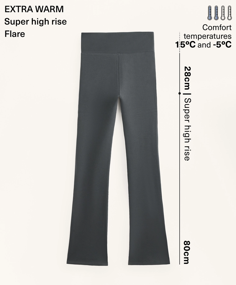 Сверхвысокие безшовные дополнительно теплые брюки-клеш длиной 70 см