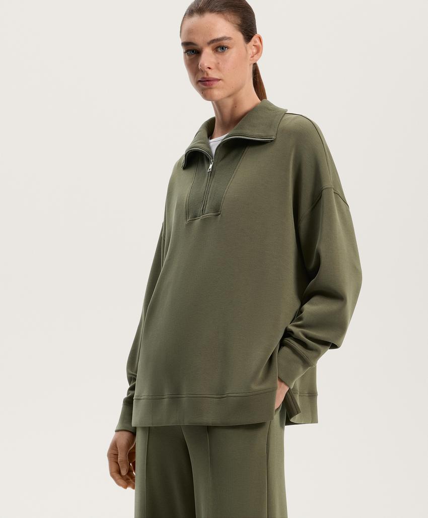 Толстовка с молнией и деталями из модала и ребристой ткани