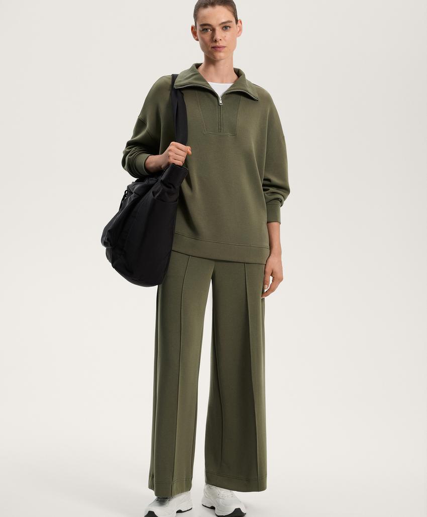 Толстовка с молнией и деталями из модала и ребристой ткани