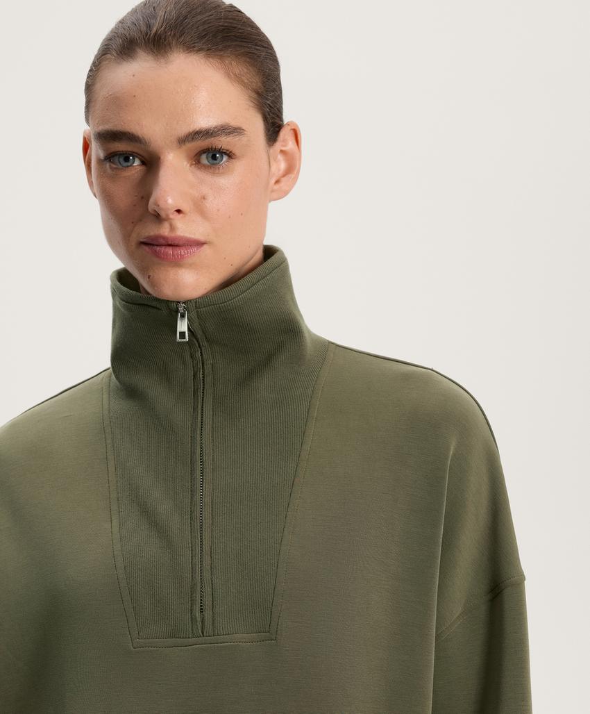 Толстовка с молнией и деталями из модала и ребристой ткани