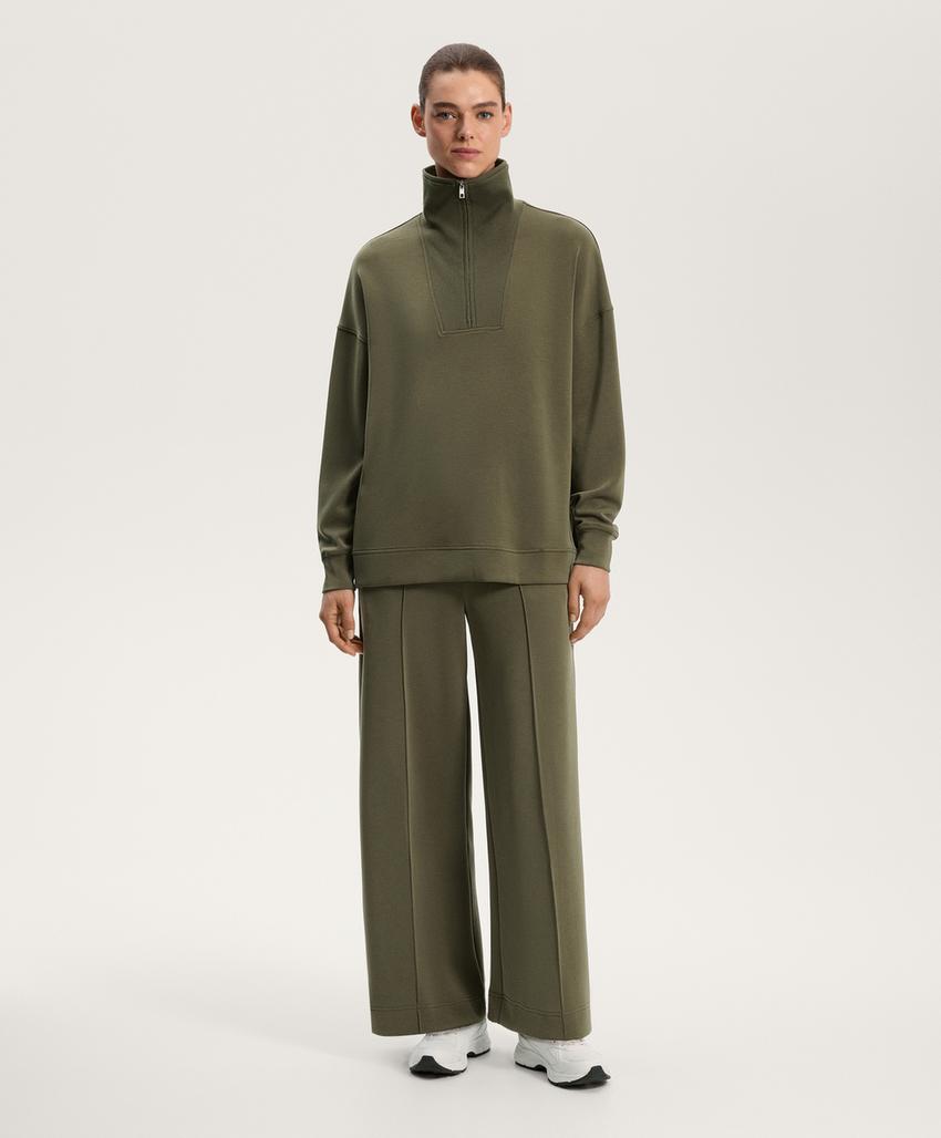 Толстовка с молнией и деталями из модала и ребристой ткани