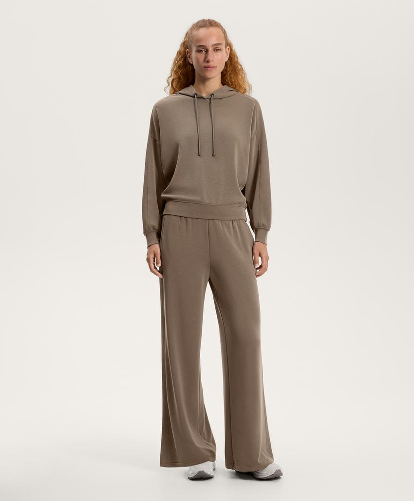 Худи прямого кроя с деталями из ребристой ткани на мягком модале