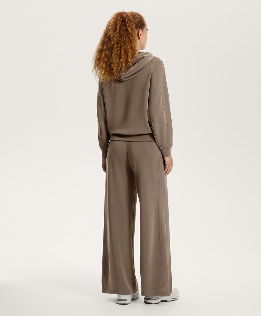 Худи прямого кроя с деталями из ребристой ткани на мягком модале