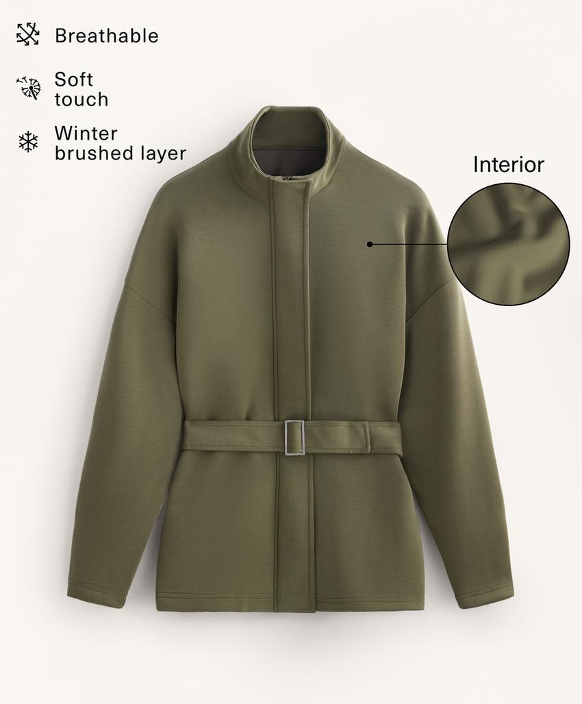 Длинный плащ с поясом из мягкого модала