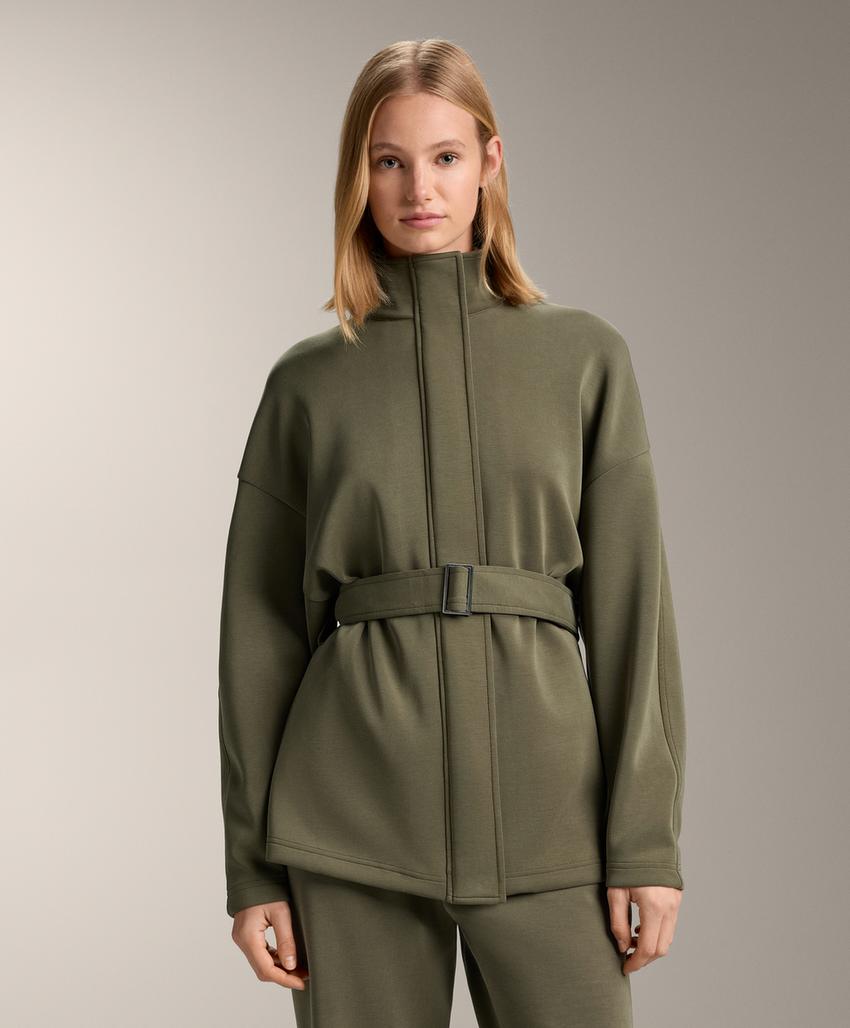 Длинный плащ с поясом из мягкого модала