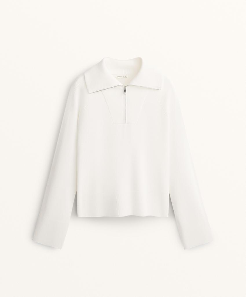 Трикотажный свитер с застежкой-молнией на половину