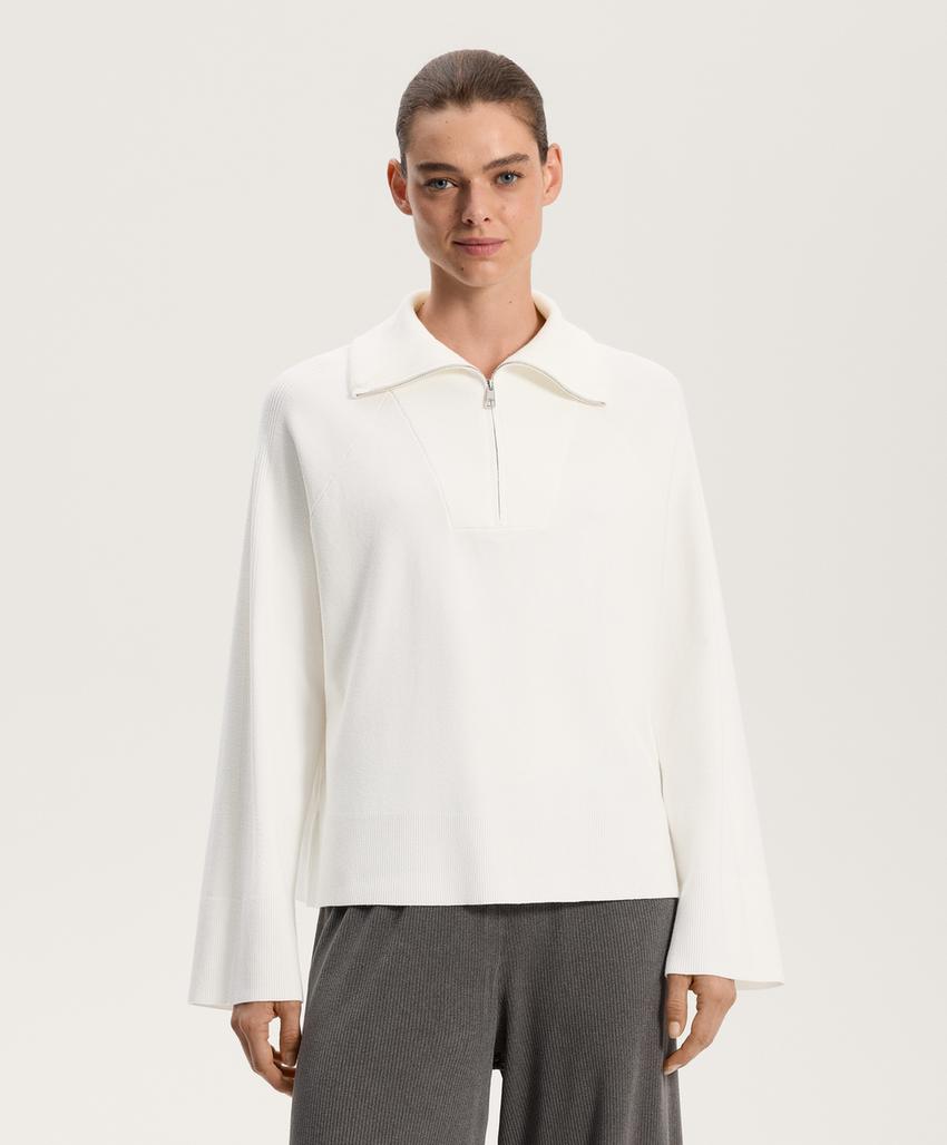 Трикотажный свитер с застежкой-молнией на половину