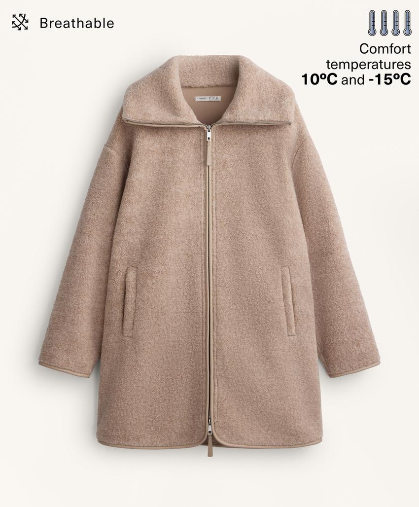 Длинный псевдо-овчинный пальто