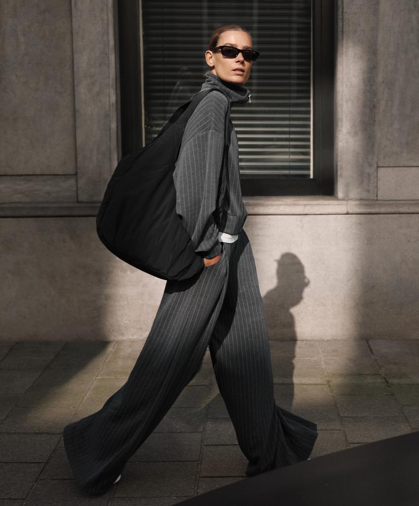 Широкие полосатые брюки из мягкого модала