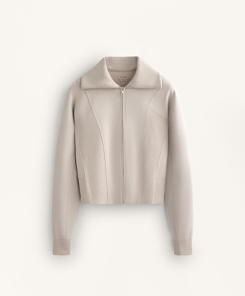 Куртка с высоким воротником с деталями из ребристого модала