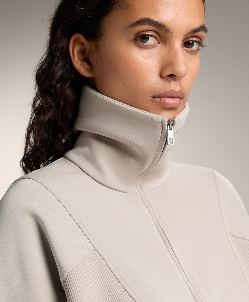 Куртка с высоким воротником с деталями из ребристого модала