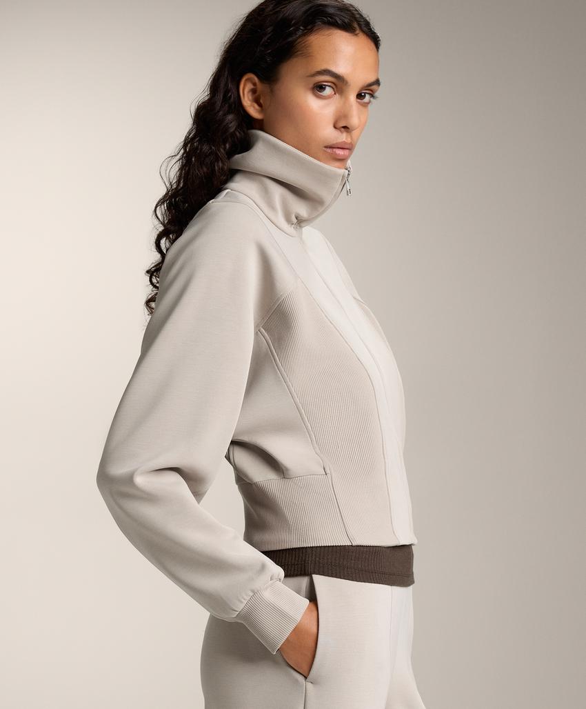 Куртка с высоким воротником с деталями из ребристого модала