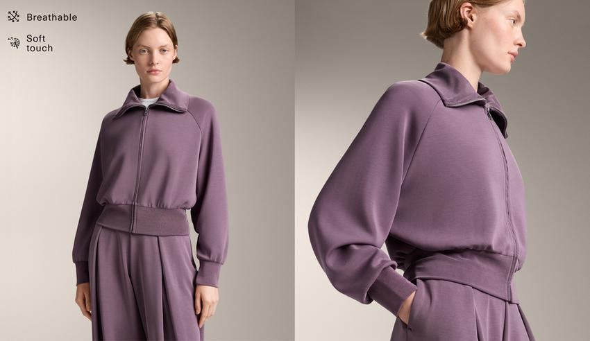 Куртка с высоким воротником с приталенной талией из мягкого модала