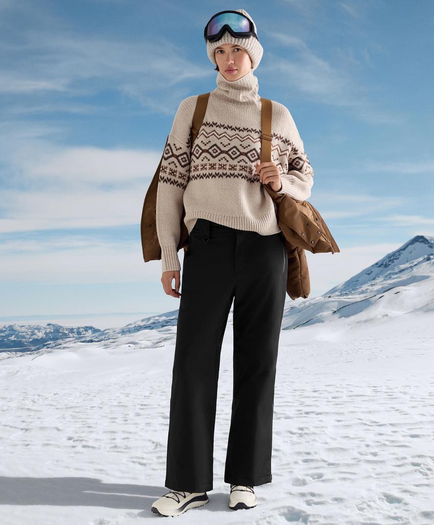 Джемпер с высоким воротником из жаккардового вязаного полотна с 10% шерстью